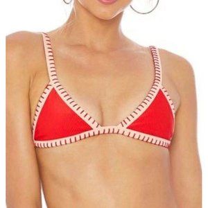Ellejay Mara Bikini Top Red Contrast Stitch XS NEW